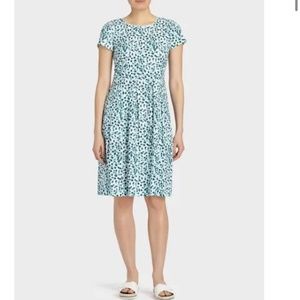 Gina Print Stretch Agate Teal Lafayette 148 NY Size 10